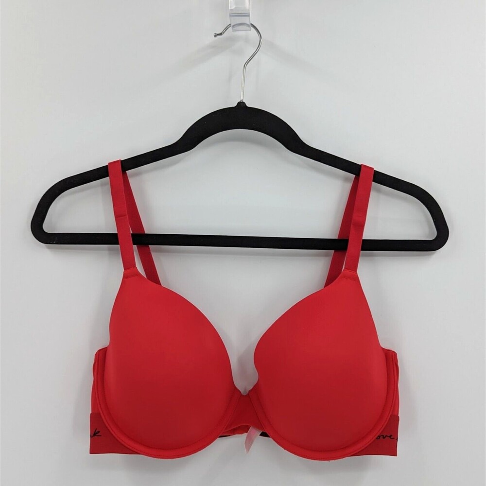 Victoria's Secret PINK Bra Women's 34DD Red T-shirt Lightly Lined